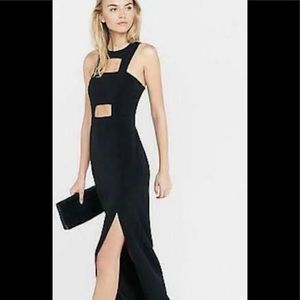 Long formal dress with cutouts and slit - Express